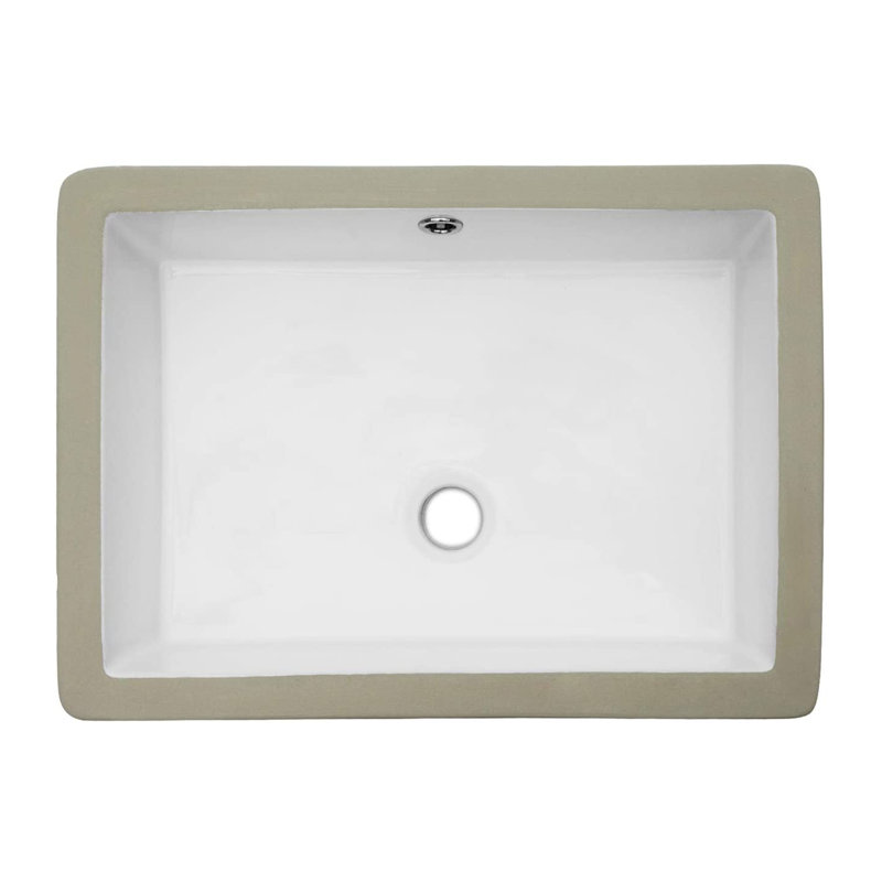 Lavabo de salle de bain rectangulaire encastré en céramique blanc avec trop-plein
