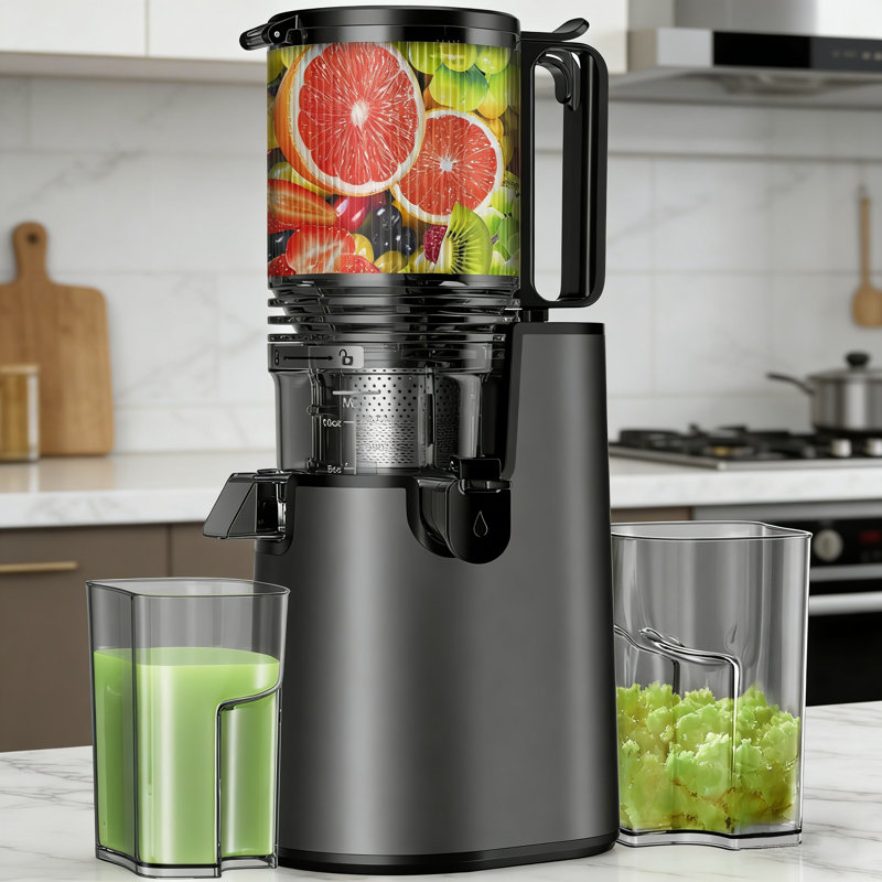 Centrifugeuses avec une grande goulotte d'alimentation de 5,4 po, une presse à froid pour les légumes entiers et les fruits, une presse-agrumes 350w professionnelle à mastication lente facile à nettoyer pour le jus en lot