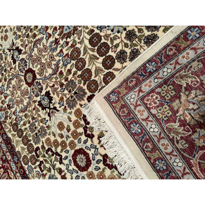 Tapis en laine et coton rouge noué à la main Original