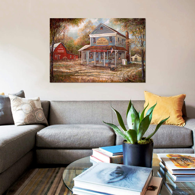 Impression sur toile tendue, "Richland General Store" par Ruane Manning, H 8 po x l 12 po x P 0,75 po, Pas de tapis