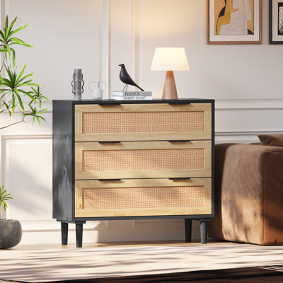 31.5'' W Rattan 3-Drawer Nightstand
