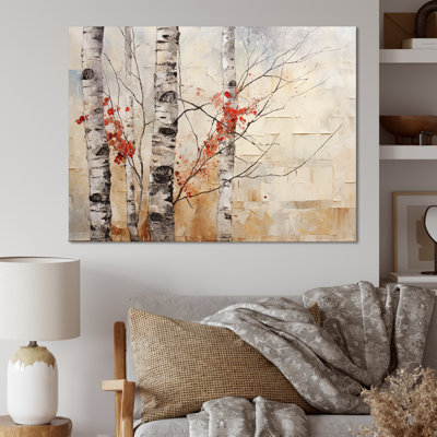 «White and Red Birch Wood In Winter I», reproduction sur toile