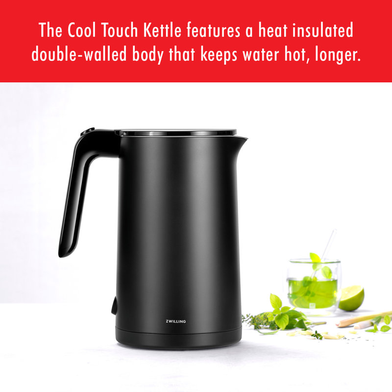 Zwilling Enfinigy 1.59-qt Cool Touch Stainless Steel Electric Tea Kettle, Black
