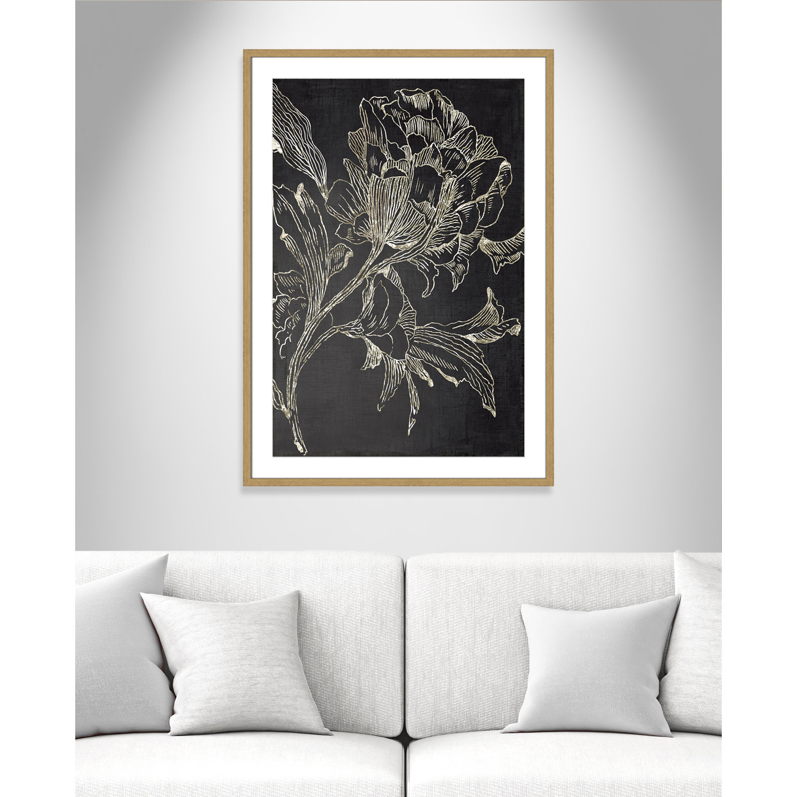 Clarendon "Golden Flower Folklore I" Print, 41.5" H x 29.5" W, Brown Framed