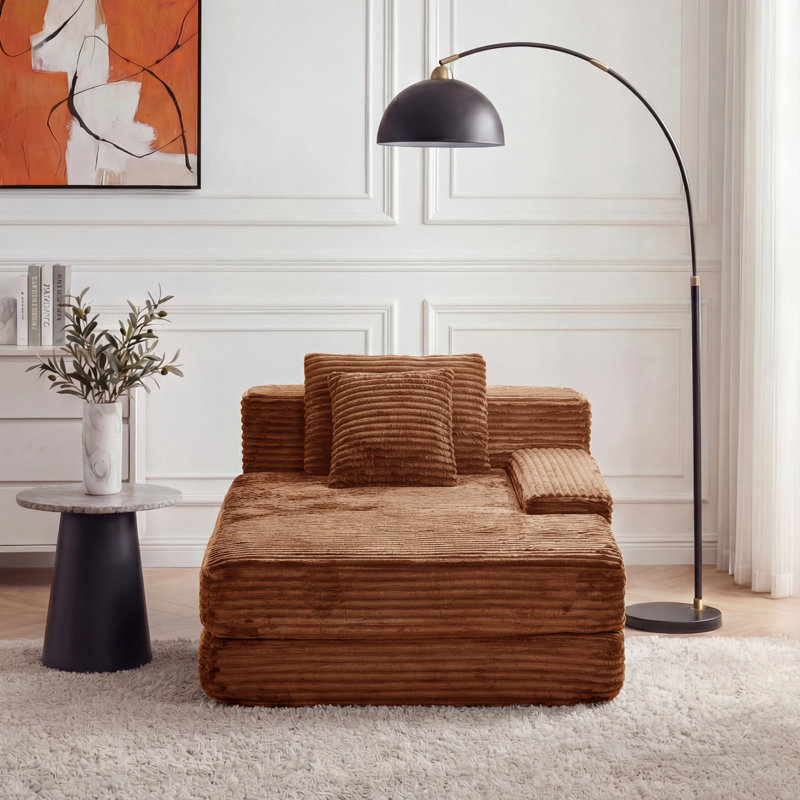 Très grande chaise longue d'intérieur Eliam, Brun