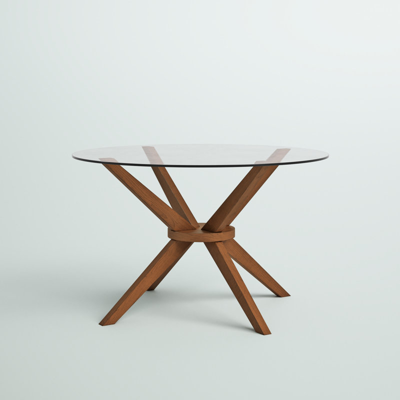 Table de salle à manger en verre Barclee, Noyer