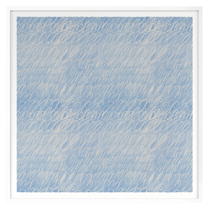 «Cy Scribble In Blue» par Stramel, Renee, H 40 po x l 40 po, Blanc
