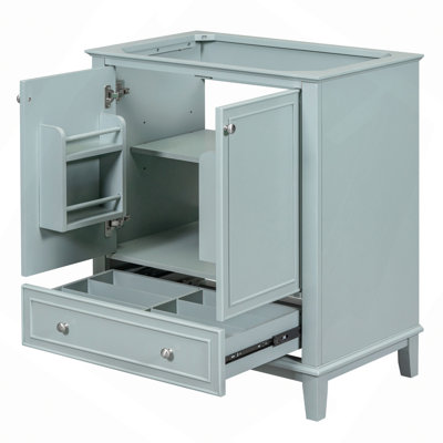 Meuble-lavabo 30 po sans lavabo, base seulement, armoire de salle de bain multifonctionnelle avec portes et tiroir, cadre solide et panneau de fibres à densité moyenne