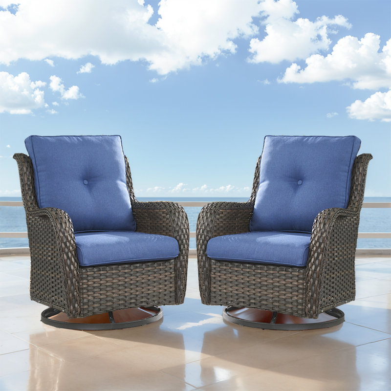 Ensemble de chaises berçantes pour l'extérieur Deb, Bleu, Brun