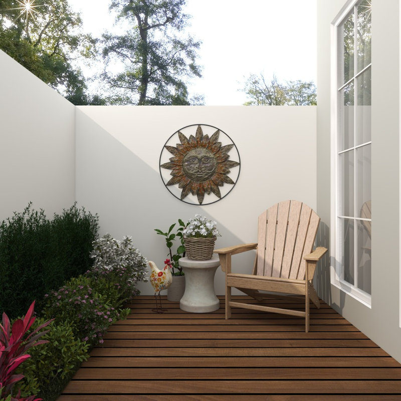Décoration murale intérieure en métal brun soleil intérieur avec finition cuivre vieilli