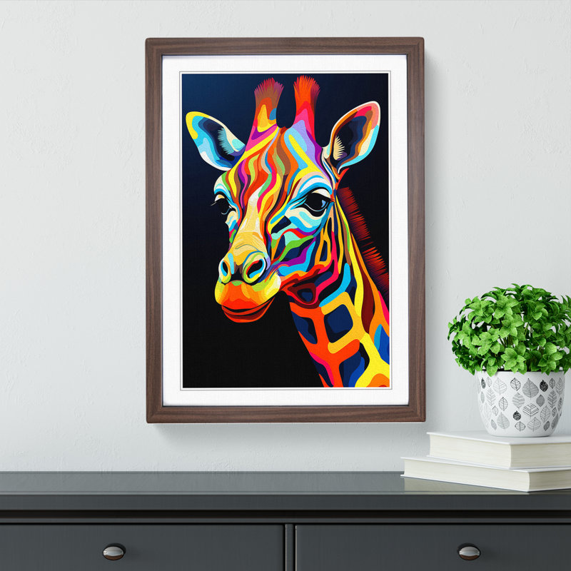Giraffe Op - Framed Print, Walnut, 34cm H x 25cm W x 2cm D
