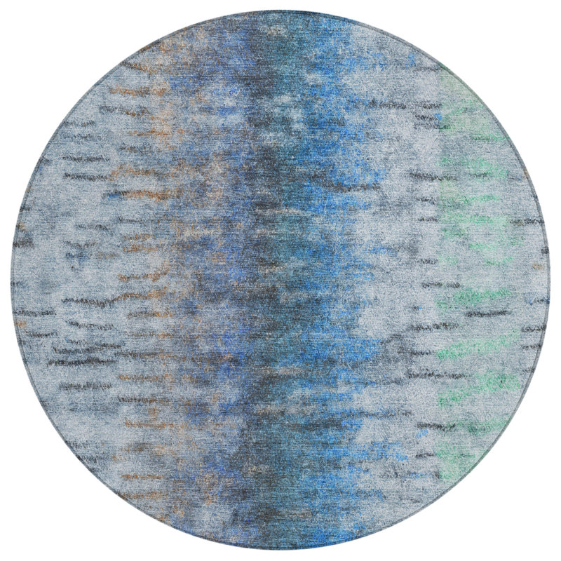 Machine Washable Indoor/Outdoor Chantille ACN2319 Casual Rug, Round 8'