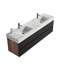 Meuble-lavabo 72 po (36 po * 2) avec lavabo à quartz d'ingénierie et tiroirs souples, meuble-lavabo mural flottant, lavabo une pièce, KD-1910884579