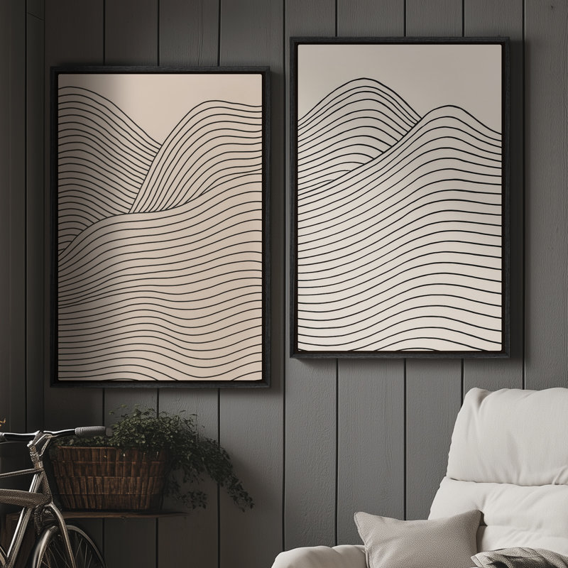 Art mural encadré sur toile, rétro muraux abstraits pour chambre à coucher, H 24 po x l 16 po, Noir