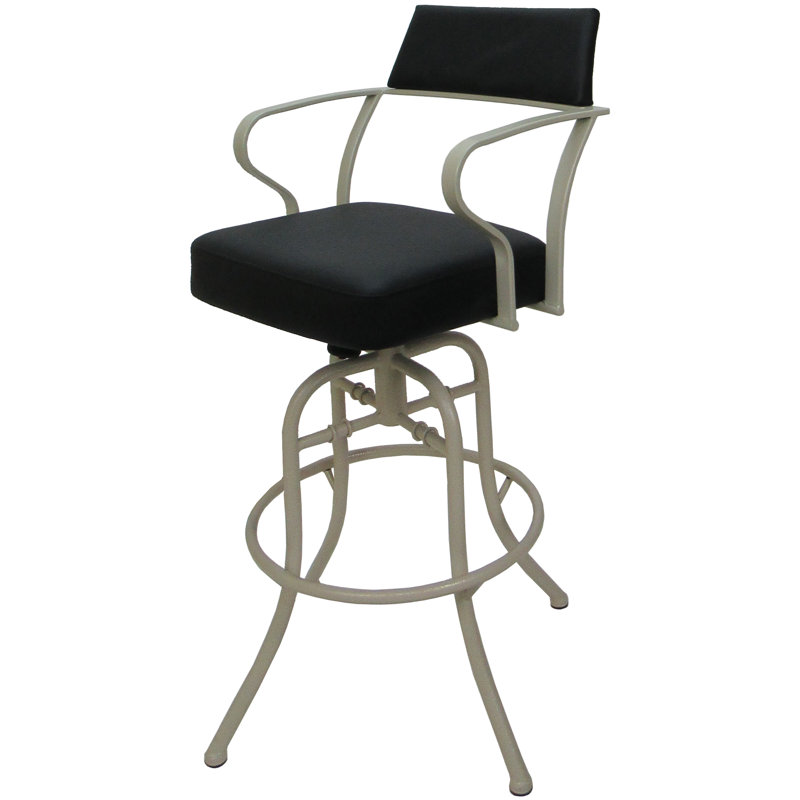 Tabouret de comptoir pivotant 26 po Chiyomi, Vinyle - siège noir / structure beige