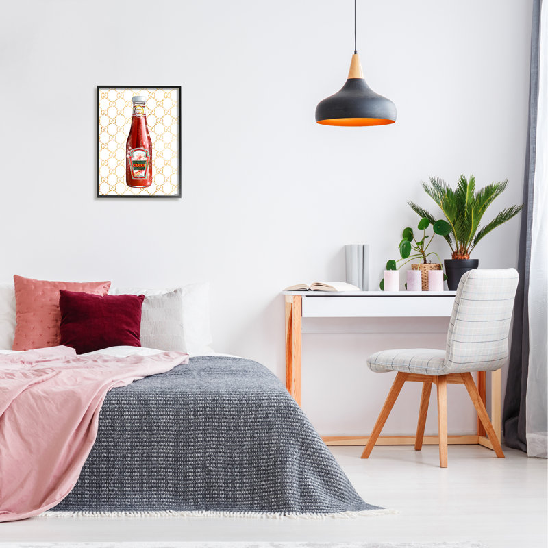 Glam Kitchen Ketchup Bottle, Giclée encadrée noir minuit, H 20 po x l 16 po x P 1,5 po