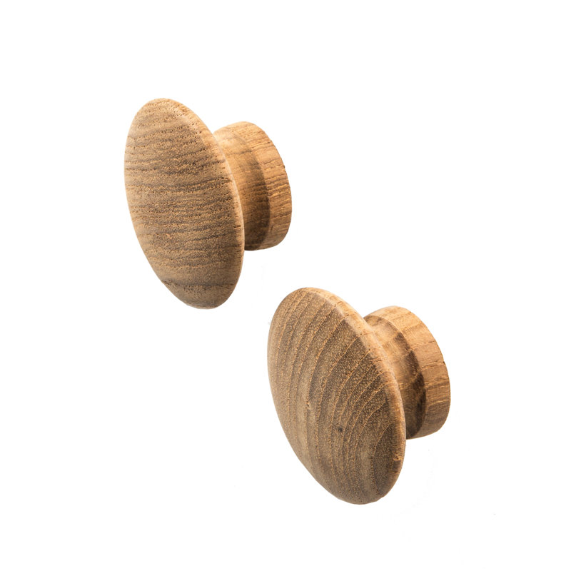 2 Pack Teak Round Drawer Knob