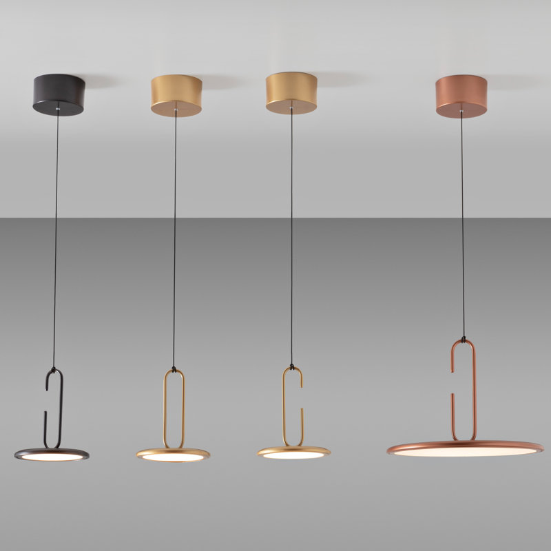 CLIP 1 - Light LED Pendant, Gold, White, 7.5" H x 7" W x 7" D