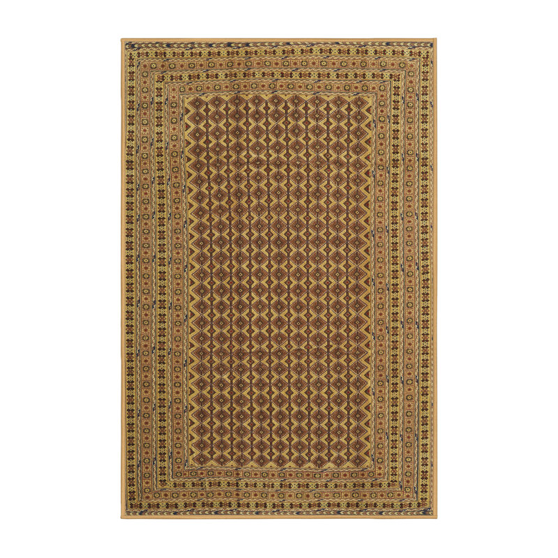Tapis géométrique vert / brun, Rectangle 5 pi x 7 pi