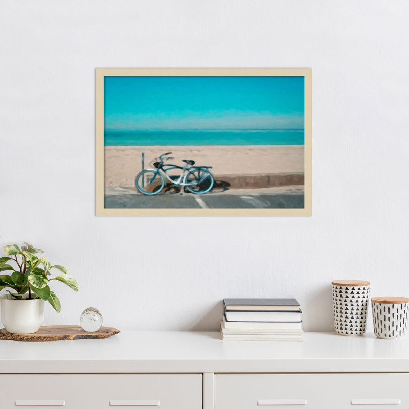 «Bike to the Beach» par Graffi * Tee, impression d'art mural en bois encadré, H 17 po x l 25 po
