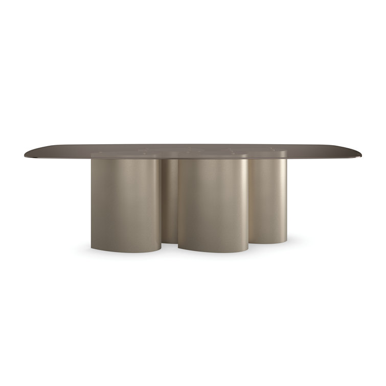 Aphelion Glass Top Metal Base Dining Table