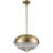 Mid - Century Fluted Glass & Brass Pendant Light