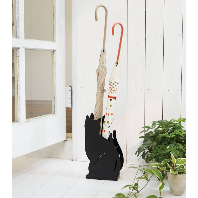 Black Cat Silhouette Metal Umbrella Stand