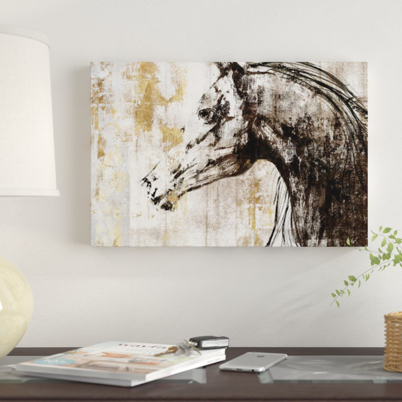 « équestres gold iv », reproduction d’impression sur toile, H 26 po x l 40 po x P 1,5 po