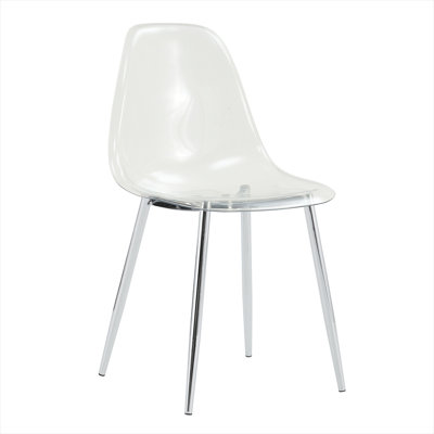 Ensemble de 6 chaises sans accoudoirs avec finition argentée douce et sièges transparents pour la salle à manger, style minimaliste moderne, L 17,32 po x l 18,11 po x H 32,67 po