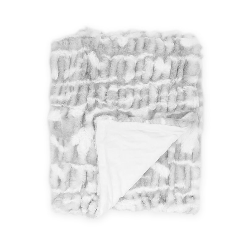 Jeté en fausse fourrure Markell, Gris / blanc