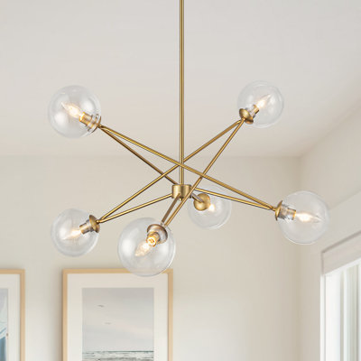Modern 6-light Glass Globe Sputnik Chandelier