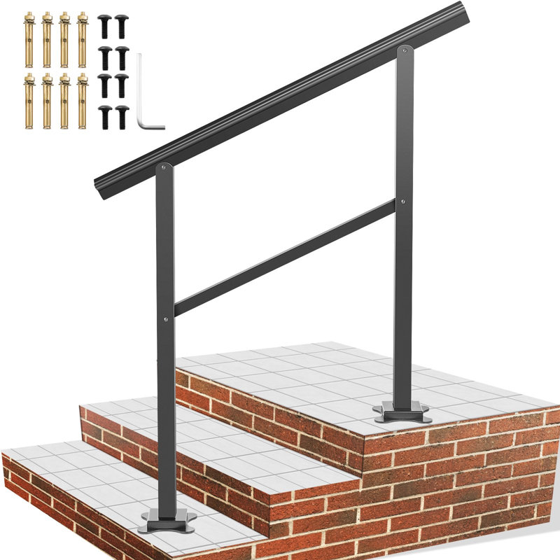 Rampe d'escalier transitionnelle 36 x 35 po à 2 marches en aluminium 1 pièce noir capacité de 165 lb