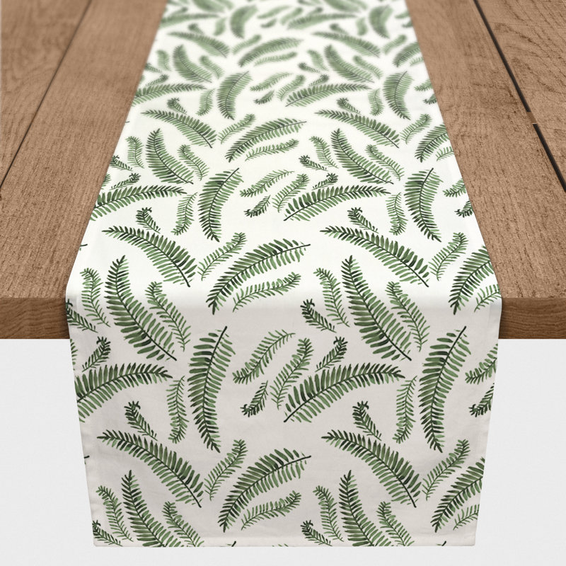 Green Fern Pattern Table Runner, 90" L x 16" W