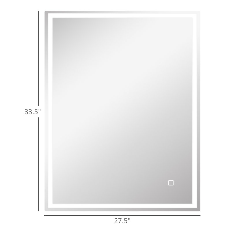 Miroir de salle de bain à intensité variable 36 "x 28" avec lumières, 3 couleurs et désembuage