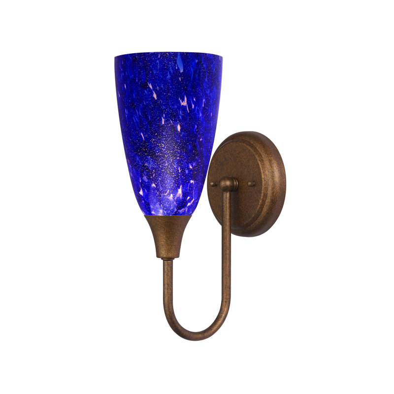 Applique murale à 1 lumière à intensité variable Kellaman, Bronze marbré, Verre art nova, Fluorescent