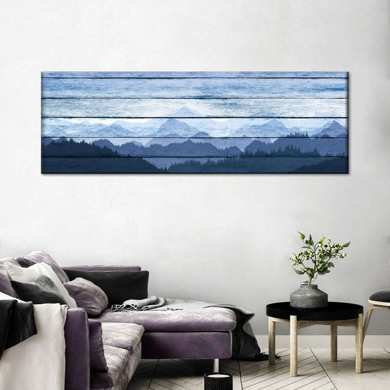 Silhouette de forêt en bois - reproduction d'art sur toile tendue, H 8 po x l 24 po x P 1 po
