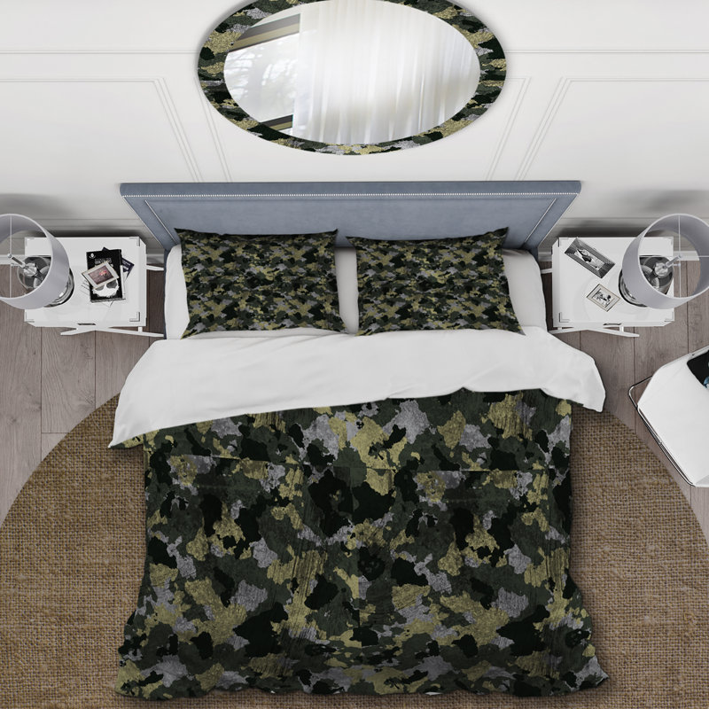 Camouflage vert tendance - ensemble de housse de couette abstrait - microfibre de polyester
