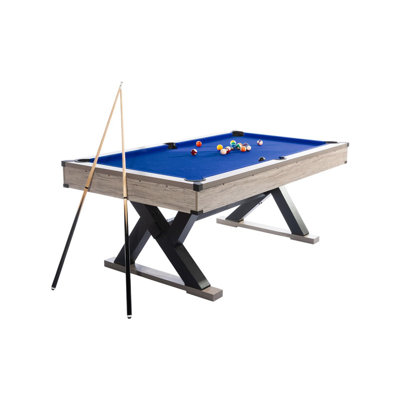 Table de billard de 7 pi avec accessoires, support en K robuste, feutre professionnel, finition en bois gris rustique, comprend des queues et des boules (84 x 46 x 32 po)