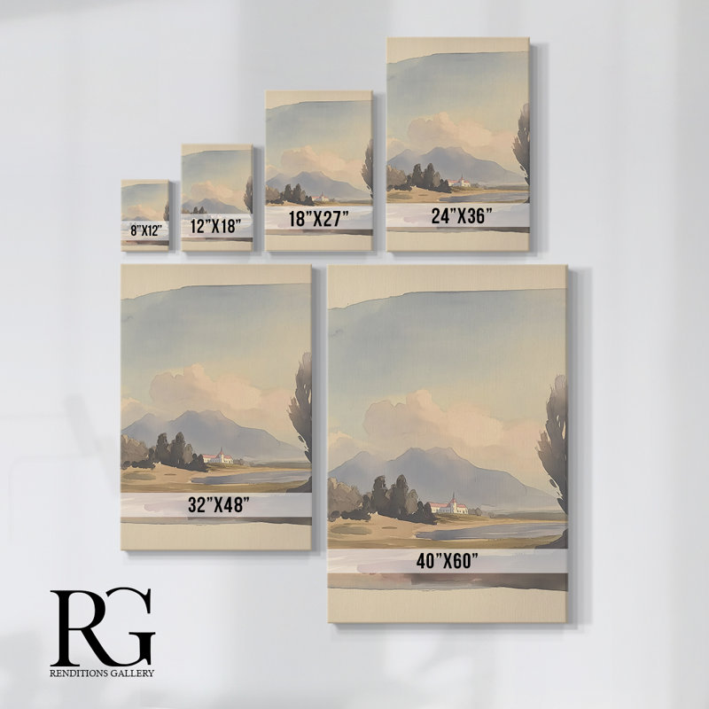 Toile tendue avec châssis paysage Lxxvii - prêt à être accroché, H 36 po x l 24 po