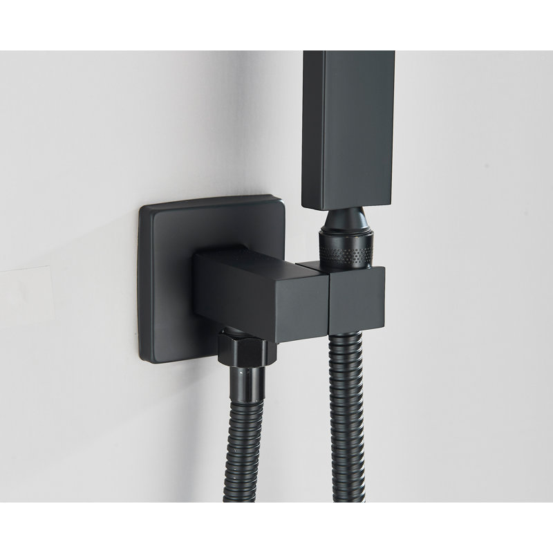Wall-Mounted Shower System 12-inch high-pressure overhead showerhead, 6-inch high-pressure handheld showerhead, dual rain shower system, equipped with handheld showerhead and thermostatic valve