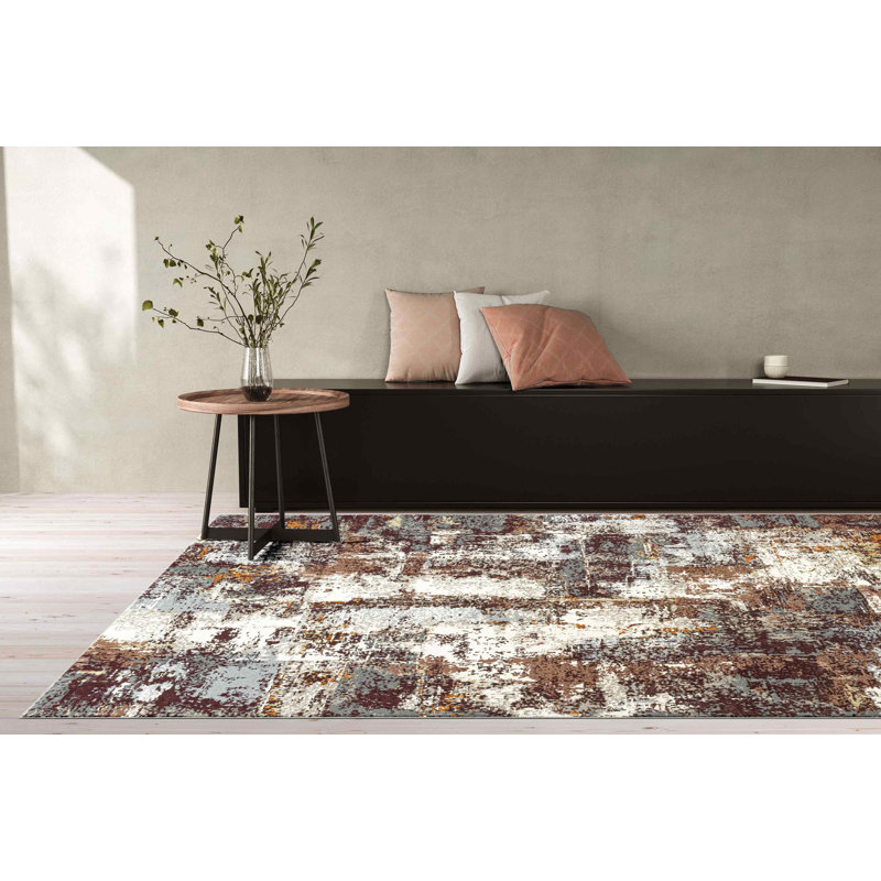 Chaniqua Abstract Area Rug, Rectangle 240 x 340cm, Red