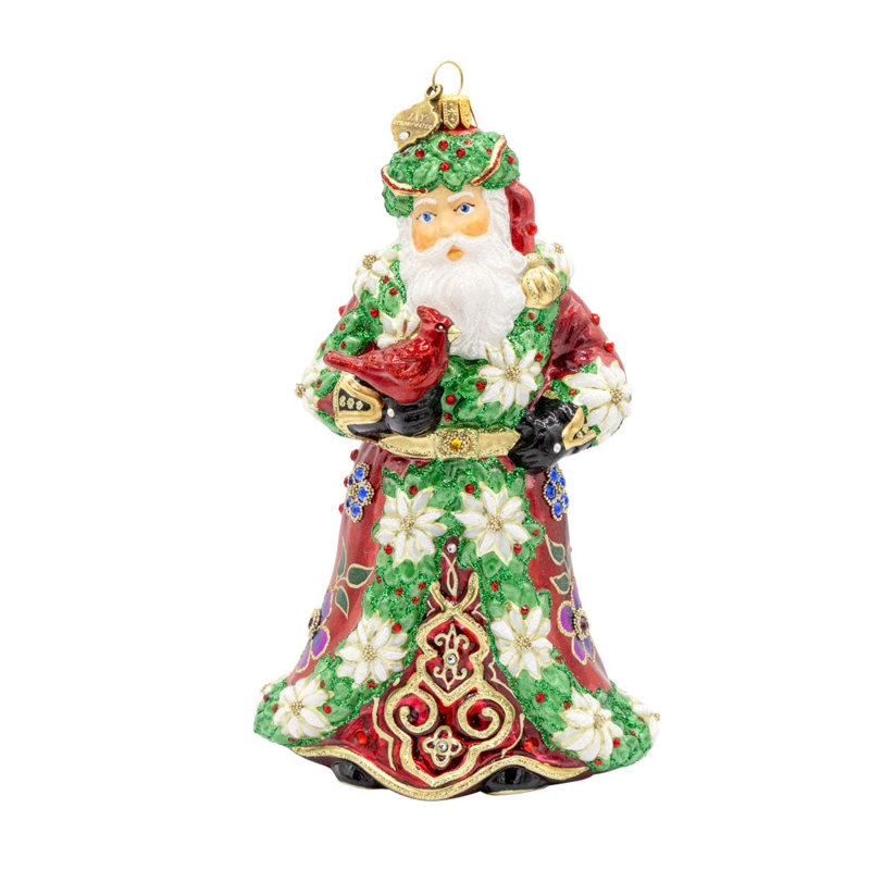 6.5'' Handmade Handblown Glass, Enamel / Lacquer, Crystal Holiday Shaped Ornament