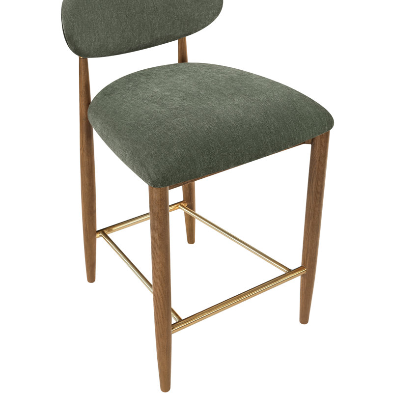Tabouret en tissu Riccio, Brun, Brossé, Tissu de polyester olive