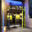 Lit mezzanine en bois avec bureau, support de rangement latéral, tablettes multiples et lumière RVB-733790029-733790067