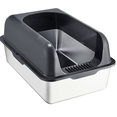 6 In Deep Cat Litter Box, Odor - , Filtering Foot Board, Stainless Steel, Ideal For Playful Cats High Urine Adapted Steel