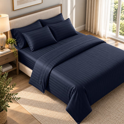 17 Stories Microfiber Striped Duvet Cover Set with Pillowcases