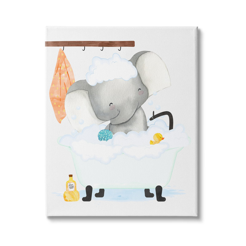 Toile tendue en caoutchouc pour enfants, éléphant, H 30 po x l 24 po, Peste de bois