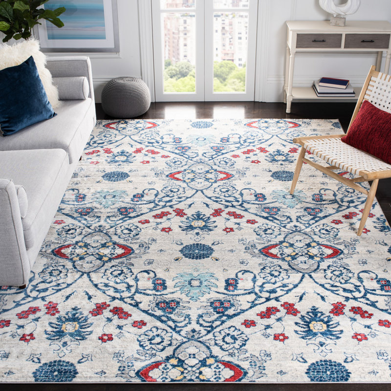 Tapis bleu marine / gris Evart, Rectangle 8 pi x 10 pi