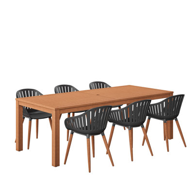 Anautica 88" Eucalyptus Patio Dining Set