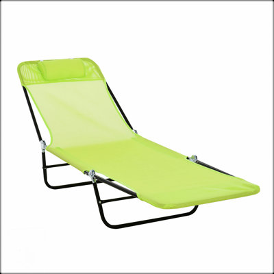 Chaise longue pliante Outsunny avec dossier inclinable, siège en filet respirant et appui-tête pour la piscine, la plage, la cour et le patio